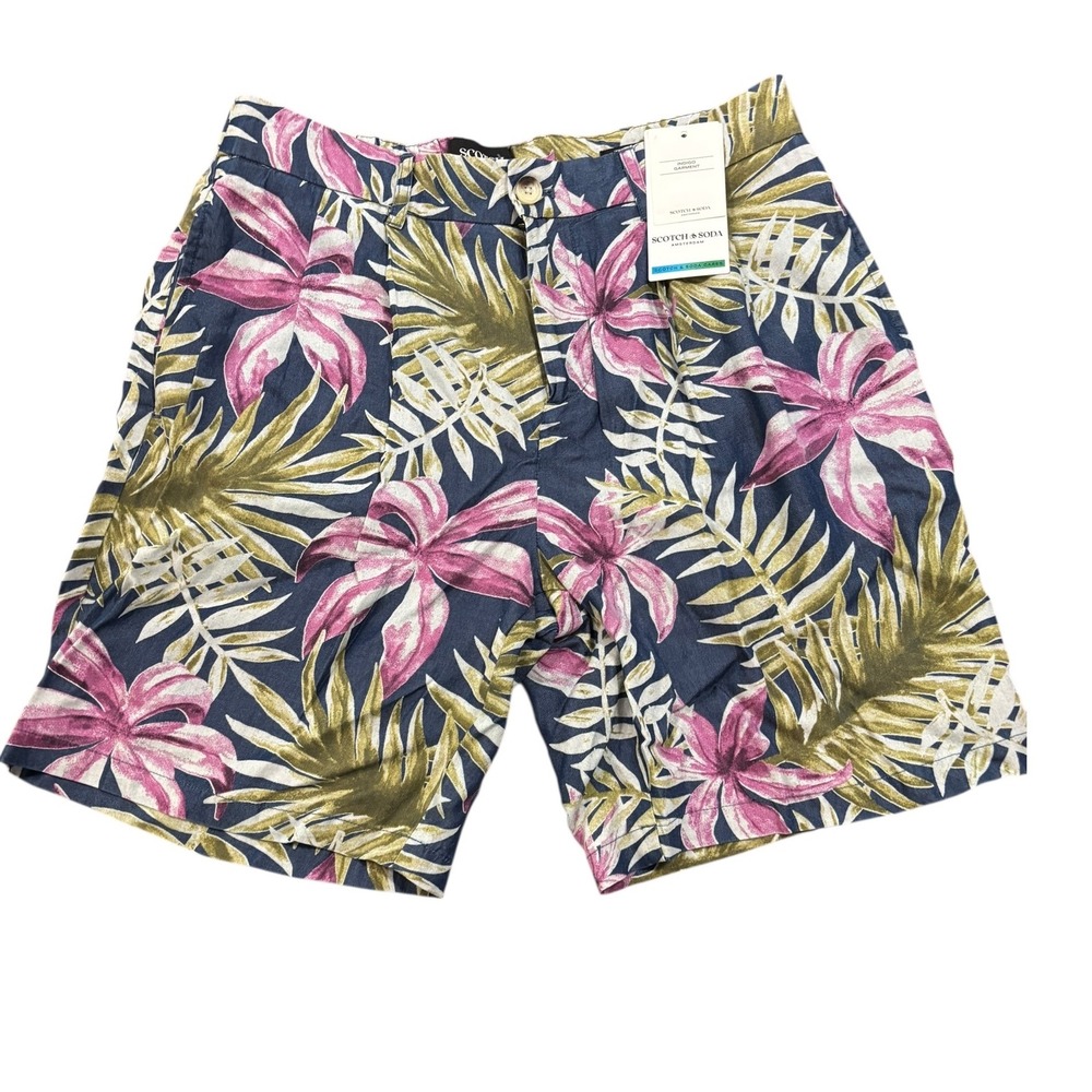 Scotch & Soda Amsterdam Mens Floral Print Twill Loose Fit Shorts Size 30 NWT